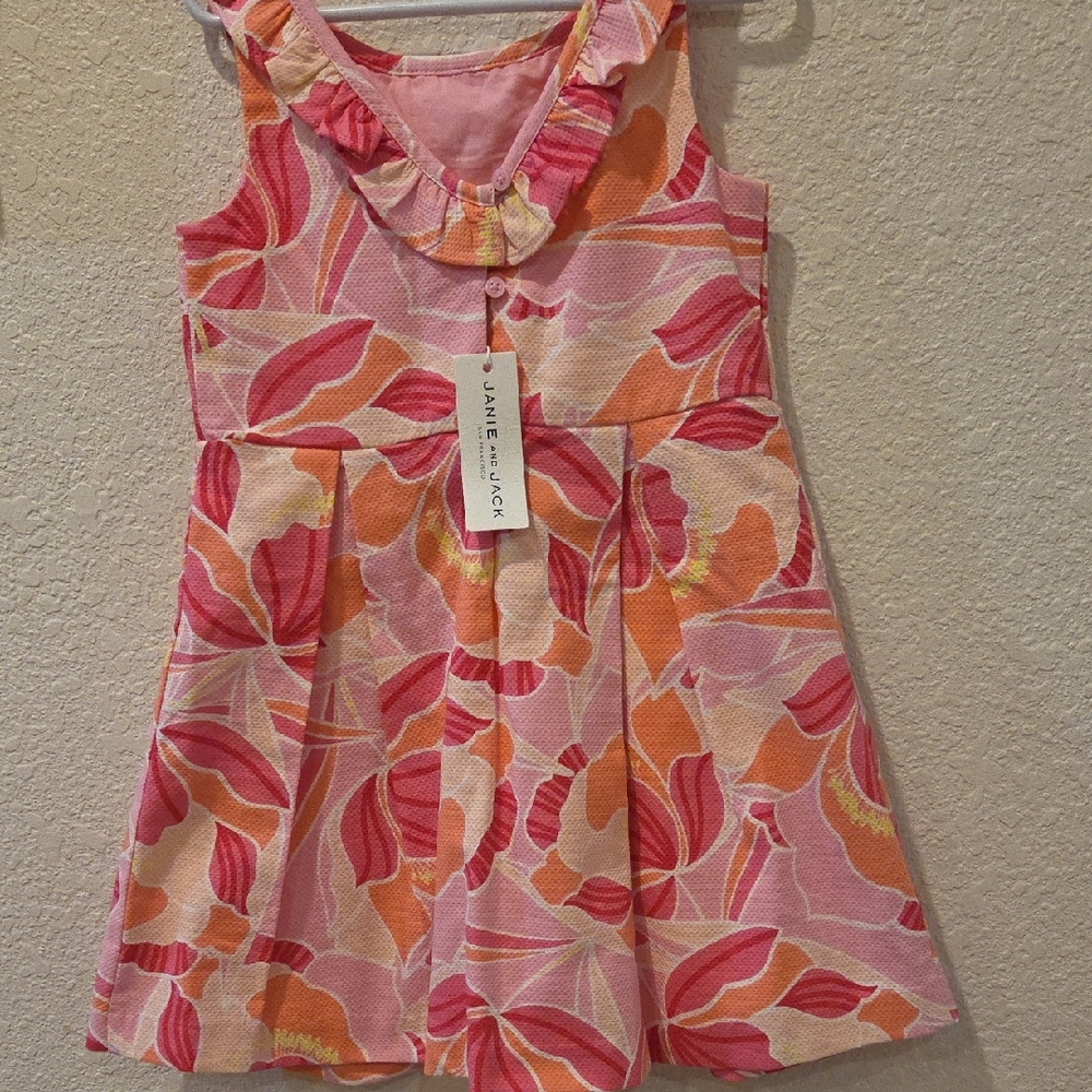 Janie and Jack Vibrant Pink and Orange Kids Dress